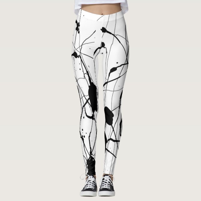 Black Ink Splatter Leggings (Front)