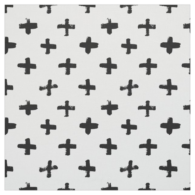 Black Ink Stoke Cross Pattern Fabric (Swatch)