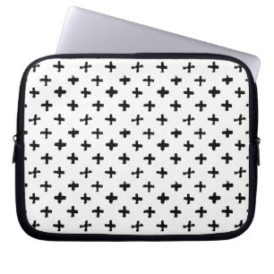 Black Ink Stoke Cross Pattern Laptop Sleeve