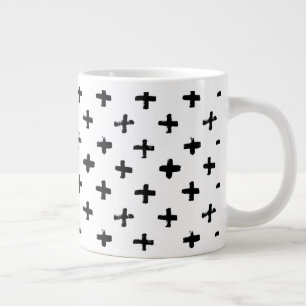 Black Ink Stoke Cross Pattern Large Coffee Mug