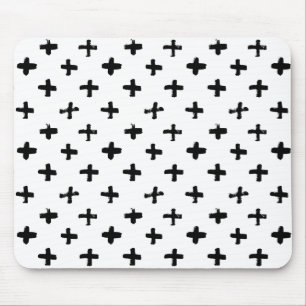 Black Ink Stoke Cross Pattern Mouse Mat
