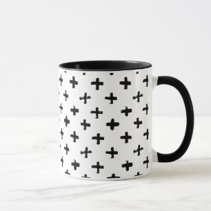 Black Ink Stoke Cross Pattern Mug