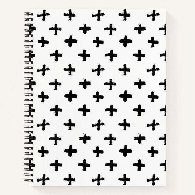 Black Ink Stoke Cross Pattern Notebook (Front)