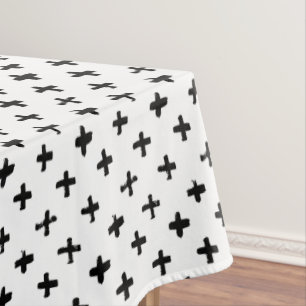 Black Ink Stoke Cross Pattern Tablecloth