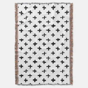 Black Ink Stoke Cross Pattern Throw Blanket