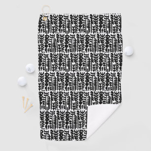 Black Ink Stroke Tree Pattern Golf Towel