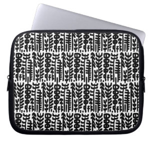 Black Ink Stroke Tree Pattern Laptop Sleeve