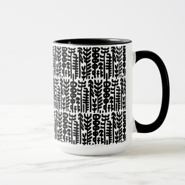 Black Ink Stroke Tree Pattern Mug (Right)
