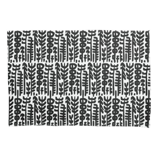 Black Ink Stroke Tree Pattern Pillowcase (Front-Left)