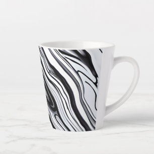 Black Ink Swirls Marble - Timeless Elegance Latte Mug