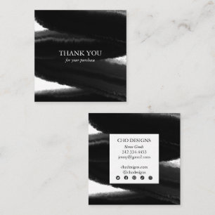 Black Inky Paint Bold Brushstroke Order Thank You Square Business Card