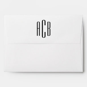 Black Inside and White Three Letter Monogram Envelope