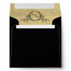 Black, Inside Gold, Elegant Monogram Wedding