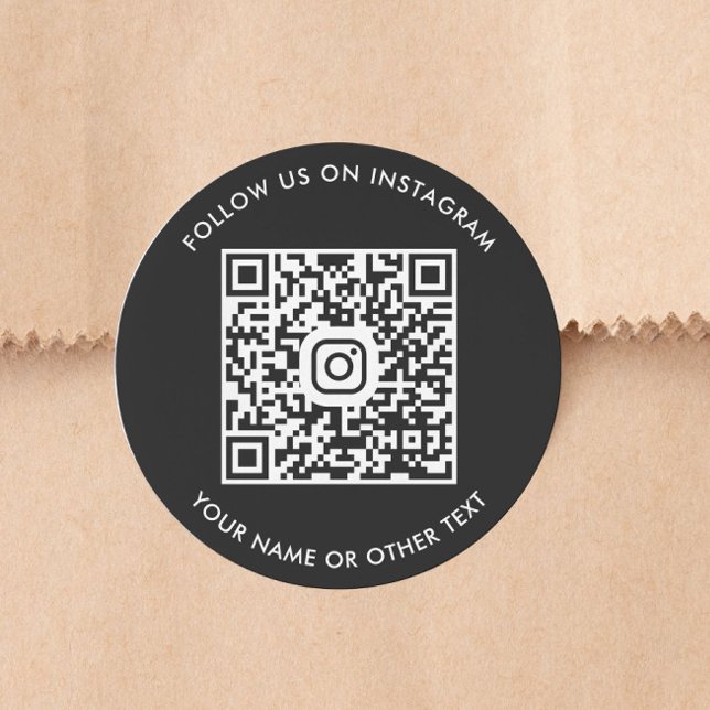 Black Instagram QR Code Classic Round Sticker (Black Instagram QR Code Classic Round Sticker)