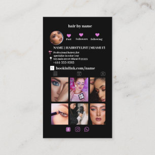 Black Instagram QR code Hairstylist Social Media  Business Card