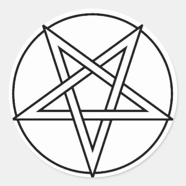 Black Inverted Pentacle Classic Round Sticker (Front)