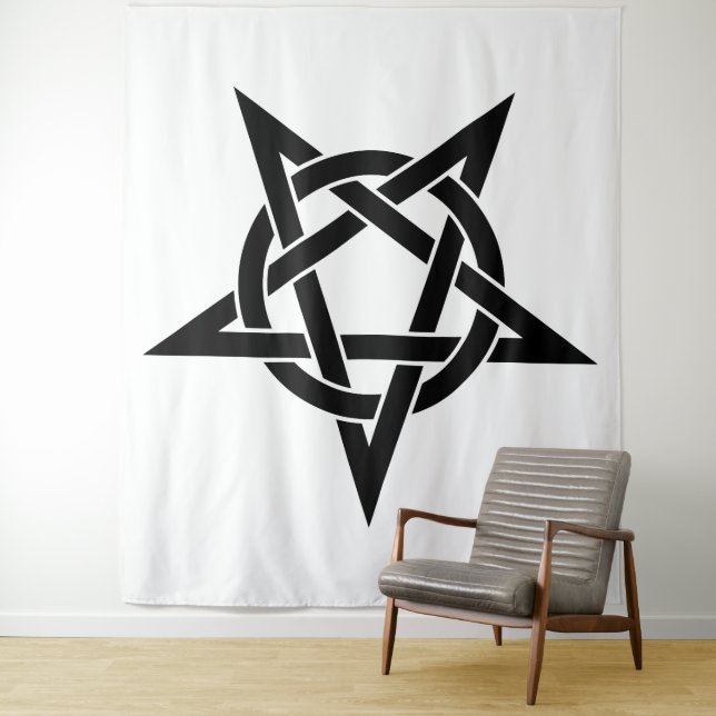 Black Inverted Pentagram Tapestry (In Situ)