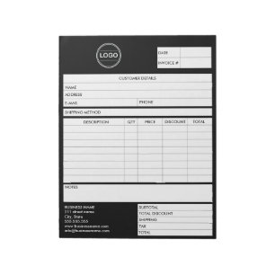 Black Invoice Business Sales Logo Form Receipt  Notepad