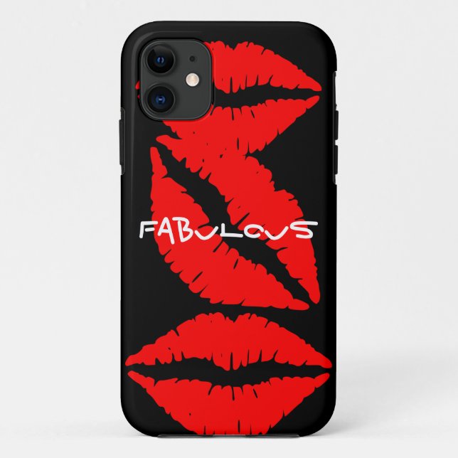 Black Iphone5 case with Red Lips (Back)