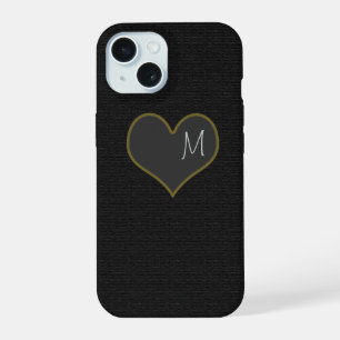black iPhone 7 with a gray heart personalized 15 Case