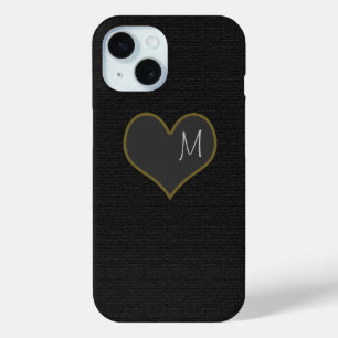 black iPhone 7 with a gray heart personalized 15 Case