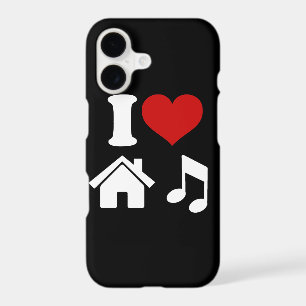 Black iPhone Case with White 'I Love House Music'