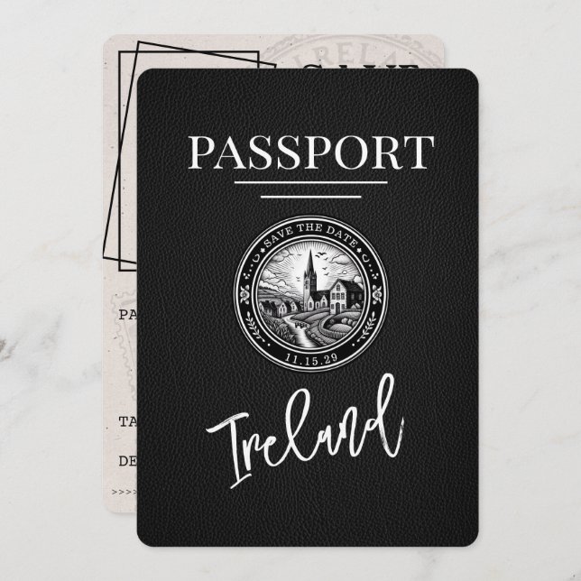 Black Ireland Passport Save The Date (Front/Back)