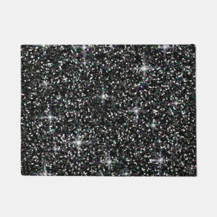Black iridescent glitter doormat