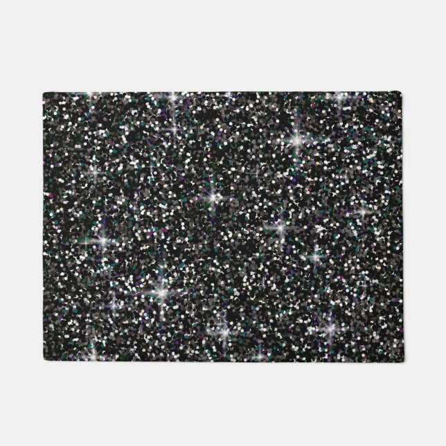 Black iridescent glitter doormat (Front)