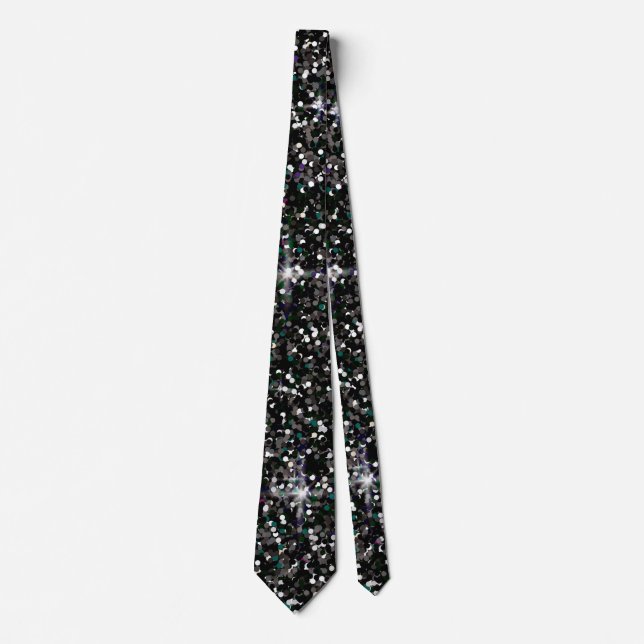 Black iridescent glitter tie (Front)