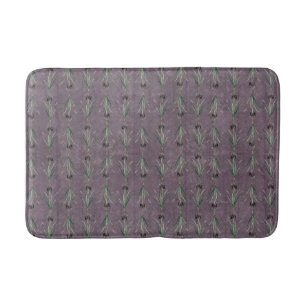 Black Iris on an antique tapestry Bath Mat