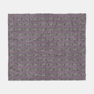 Black Iris on an antique tapestry  Fleece Blanket