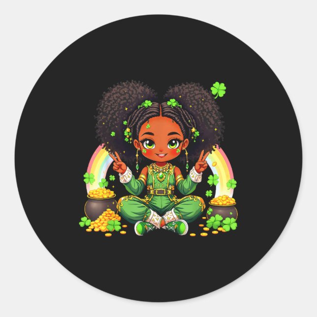 Black Irish Afro Black Girl African American St Pa Classic Round Sticker (Front)
