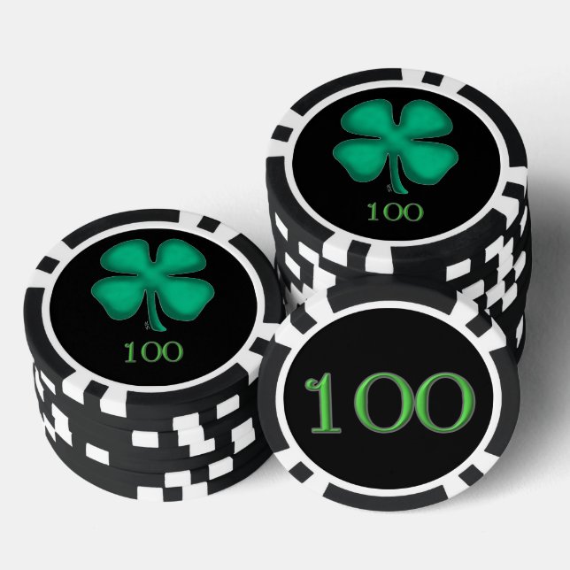 Black Irish black 100 striped poker chip (Stack)