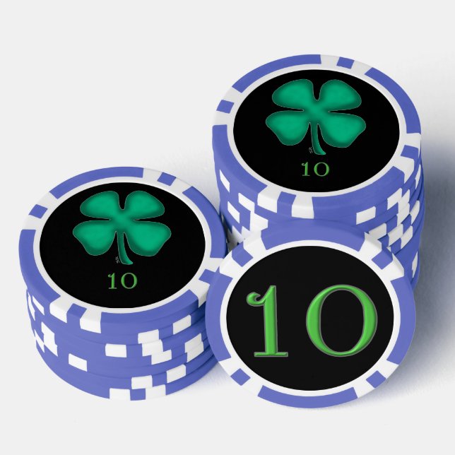 Black Irish blue 10 striped poker chip (Stack)