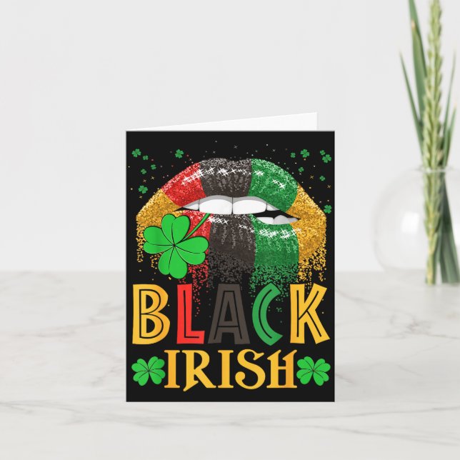 Black Irish Dripng Lips African American St Patric Card (Front)
