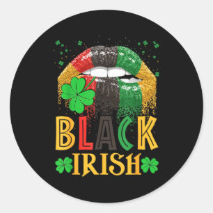 Black Irish Dripng Lips African American St Patric Classic Round Sticker