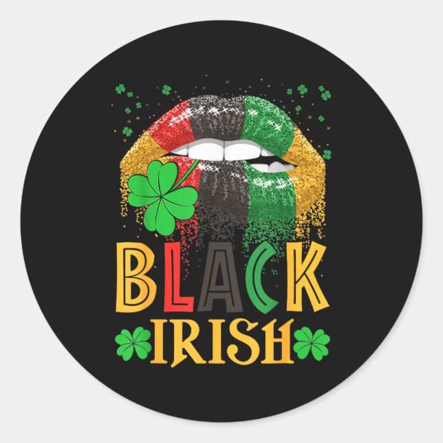 Black Irish Dripng Lips African American St Patric Classic Round Sticker (Front)