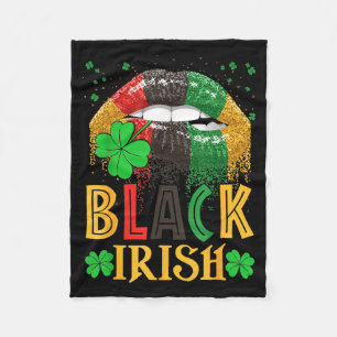 Black Irish Dripng Lips African American St Patric Fleece Blanket