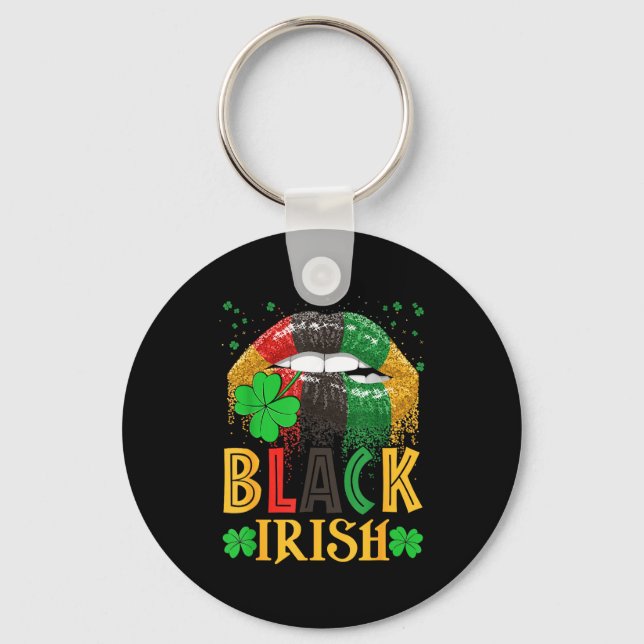 Black Irish Dripng Lips African American St Patric Key Ring (Front)