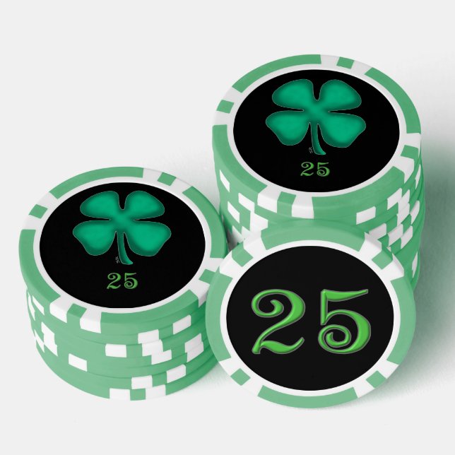 Black Irish green 25 striped poker chip (Stack)