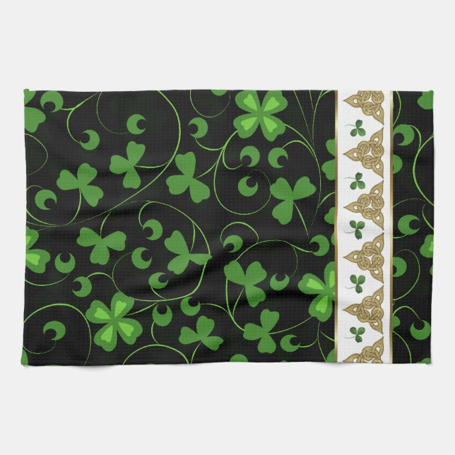 Black Irish Knotwork Tea Towel (Horizontal)