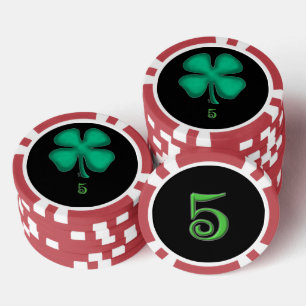 Black Irish red 5 striped poker chip