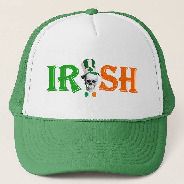 Black Irish  St Patrick's day Trucker Hat (Front)