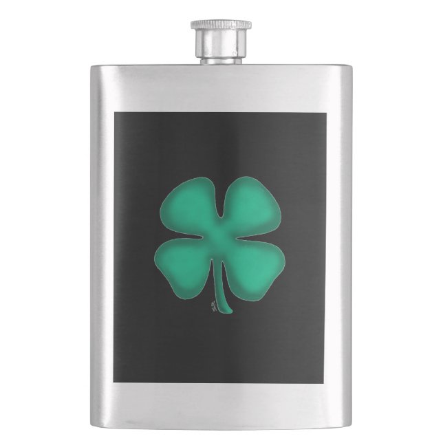 Black Irish stainless steel flask (Front)
