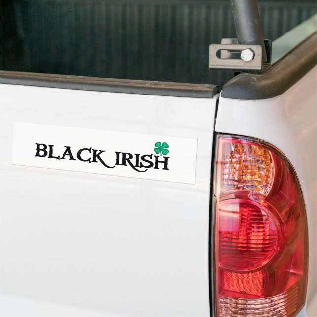 Black Irish white w clover bumper sticker (On Truck)
