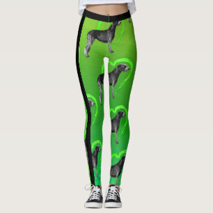 Black Irish Wolfhound with Green Heart Leggings
