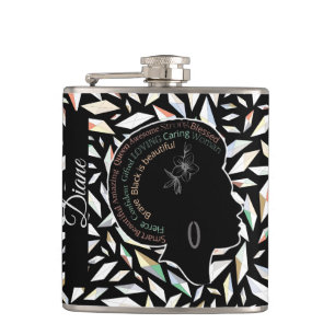 Black is Beautiful Diamonds Vinyl Wrapped Flask