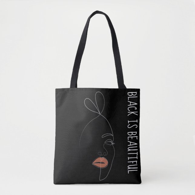 Black is beautiful Single Line Art Tote Bag (Front)