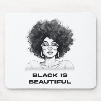 Black Is Beautiful Woman Black Afro Girl Natural H Mouse Mat